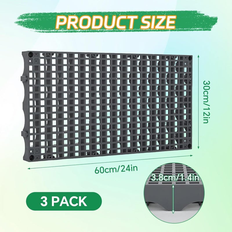 veonly Heavy Duty Fountain Basin Grates,3 Pack 24"×12" Reservoir Grates for Pond and Water Garden, Suitable for Water Features, Ponds, Fountains, Landscaping Decor, Reinforced PP Material (Grid style) - Image 2